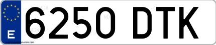 Ejemplo de matrícula española 6250 DTK