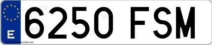 Ejemplo de matrícula española 6250 FSM
