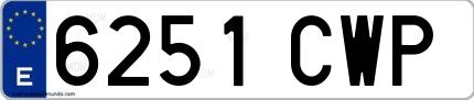 Ejemplo de matrícula española 6251 CWP