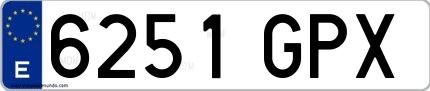 Ejemplo de matrícula española 6251 GPX
