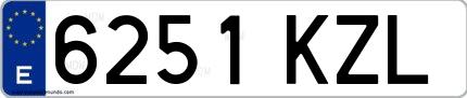 Ejemplo de matrícula española 6251 KZL