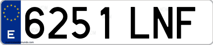 Ejemplo de matrícula de coche ordinaria 6251 LNF