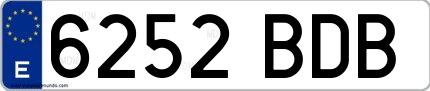 Ejemplo de matrícula española 6252 BDB