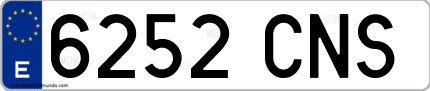 Ejemplo de matrícula de coche ordinaria 6252 CNS
