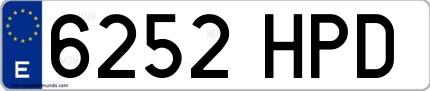 Ejemplo de matrícula española 6252 HPD