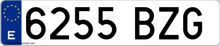 Ejemplo de matrícula española 6255 BZG