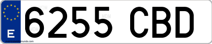Ejemplo de matrícula de coche ordinaria 6255 CBD