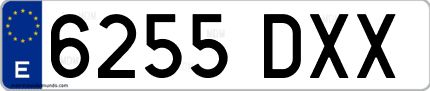 Ejemplo de matrícula de coche ordinaria 6255 DXX