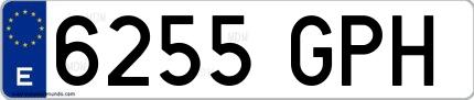 Ejemplo de matrícula española 6255 GPH