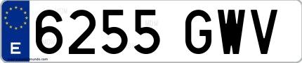 Ejemplo de matrícula española 6255 GWV