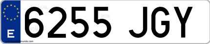 Ejemplo de matrícula de coche ordinaria 6255 JGY