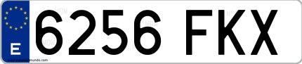 Ejemplo de matrícula española 6256 FKX