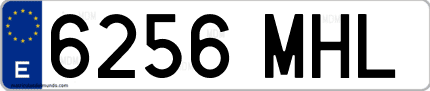 Ejemplo de matrícula de coche ordinaria 6256 MHL