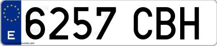 Ejemplo de matrícula española 6257 CBH