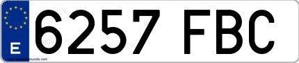 Ejemplo de matrícula española 6257 FBC