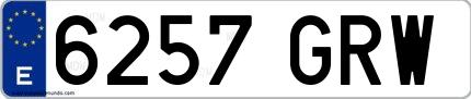 Ejemplo de matrícula española 6257 GRW