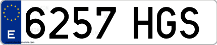 Ejemplo de matrícula de coche ordinaria 6257 HGS