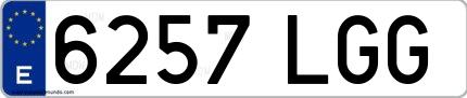 Ejemplo de matrícula española 6257 LGG