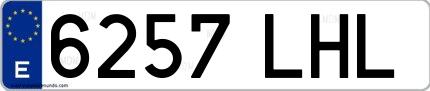 Ejemplo de matrícula española 6257 LHL