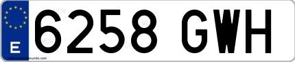 Ejemplo de matrícula española 6258 GWH
