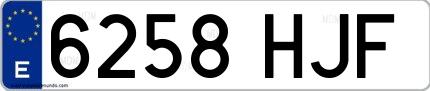 Ejemplo de matrícula española 6258 HJF