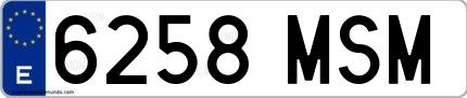 Ejemplo de matrícula española 6258 MSM