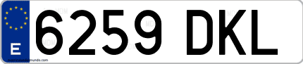 Ejemplo de matrícula de coche ordinaria 6259 DKL