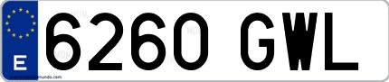 Ejemplo de matrícula de coche ordinaria 6260 GWL