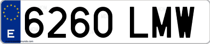 Ejemplo de matrícula de coche ordinaria 6260 LMW