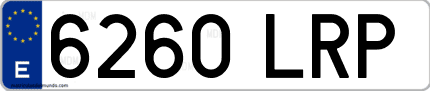 Ejemplo de matrícula de coche ordinaria 6260 LRP