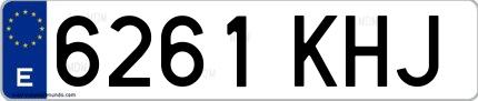 Ejemplo de matrícula española 6261 KHJ