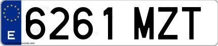 Ejemplo de matrícula española 6261 MZT