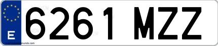 Ejemplo de matrícula española 6261 MZZ