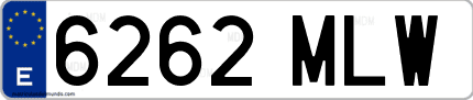 Ejemplo de matrícula de coche ordinaria 6262 MLW