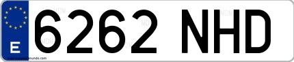 Ejemplo de matrícula española 6262 NHD