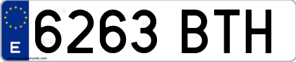 Ejemplo de matrícula de coche ordinaria 6263 BTH