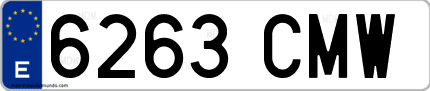 Ejemplo de matrícula de coche ordinaria 6263 CMW