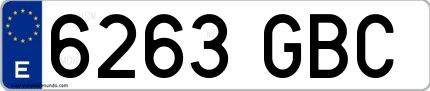 Ejemplo de matrícula española 6263 GBC