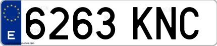 Ejemplo de matrícula española 6263 KNC