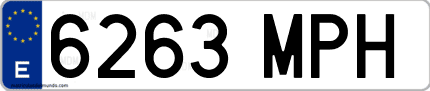 Ejemplo de matrícula de coche ordinaria 6263 MPH