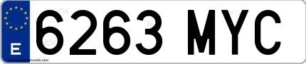 Ejemplo de matrícula española 6263 MYC