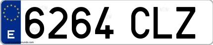 Ejemplo de matrícula española 6264 CLZ