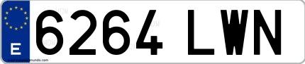 Ejemplo de matrícula española 6264 LWN