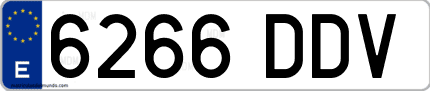 Ejemplo de matrícula de coche ordinaria 6266 DDV