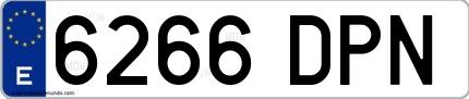 Ejemplo de matrícula española 6266 DPN