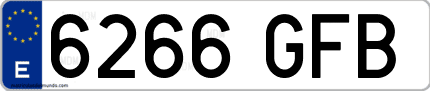 Ejemplo de matrícula de coche ordinaria 6266 GFB