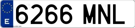 Ejemplo de matrícula española 6266 MNL