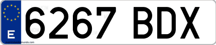 Ejemplo de matrícula de coche ordinaria 6267 BDX