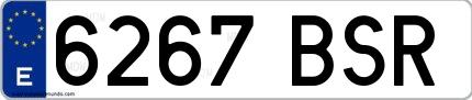 Ejemplo de matrícula española 6267 BSR