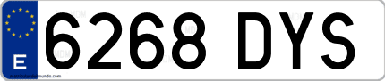 Ejemplo de matrícula de coche ordinaria 6268 DYS